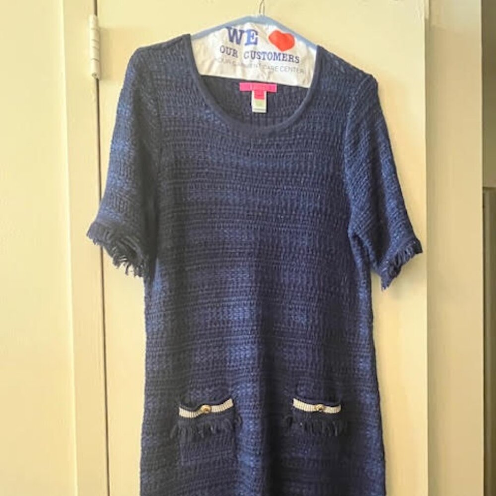 Lilly Pulitzer Beckington Sweater dress True navy metallic - worn 1X